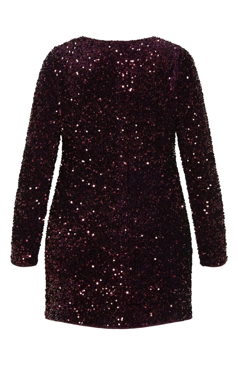 City Chic Winter Sequin Long Sleeve Dress, Alternate, color, 
