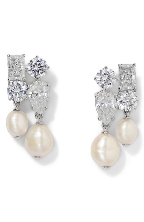London Cultured Pearl Cluster Drop Earrings