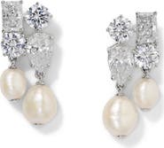 Nadri London Cultured Pearl Cluster Drop Earrings