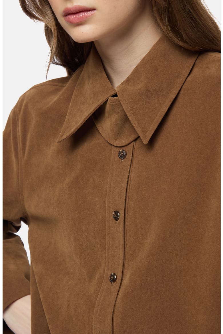 Ren Faux Suede Overshirt, Alternate, color, SADDLE BROWN