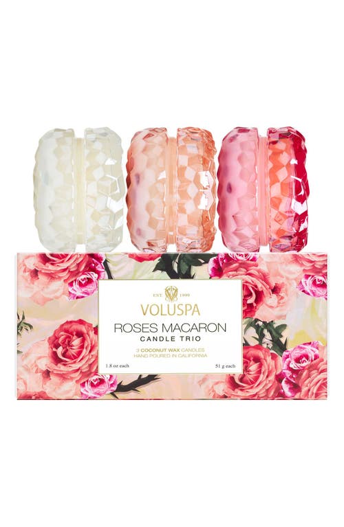 Voluspa Roses Macaron Candle Trio Gift Set In Multi