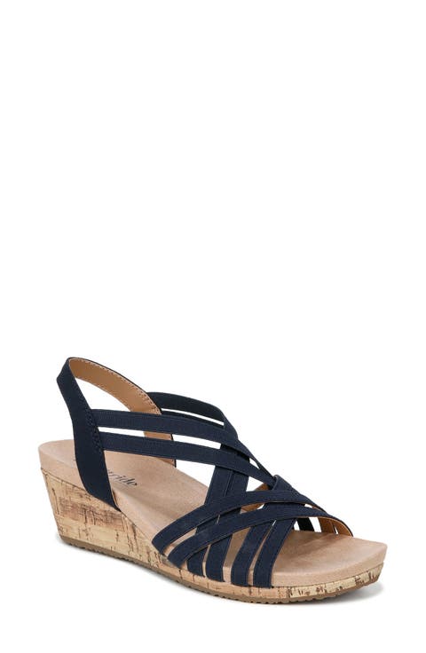 Mallory Strappy Slingback Wedge Sandal (Women) (Medium & Wide Width)