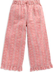 Mini Boden Kids' Floral Embroidered Frill Hem Pants