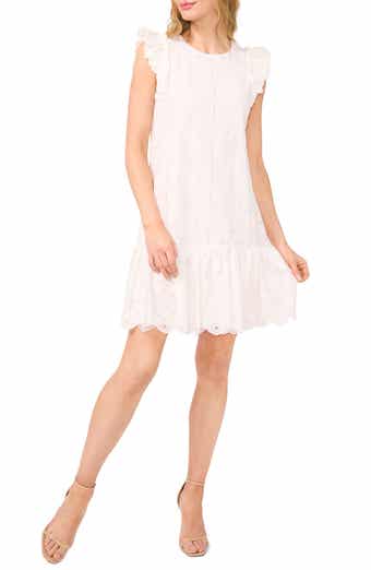 CeCe Floral Lace Flutter Sleeve Shift Dress