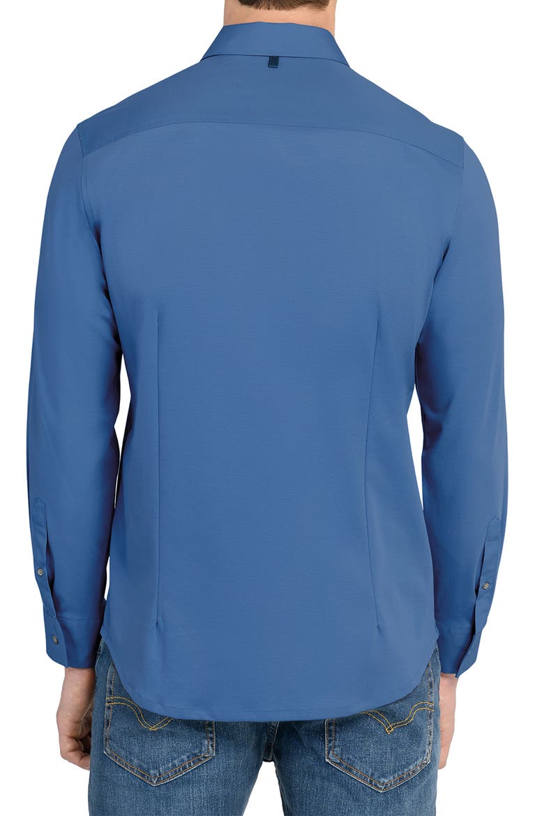 Hudson Reworked Slim Fit Solid Cotton Button-Up Shirt, Alternate, color, MED BLUE