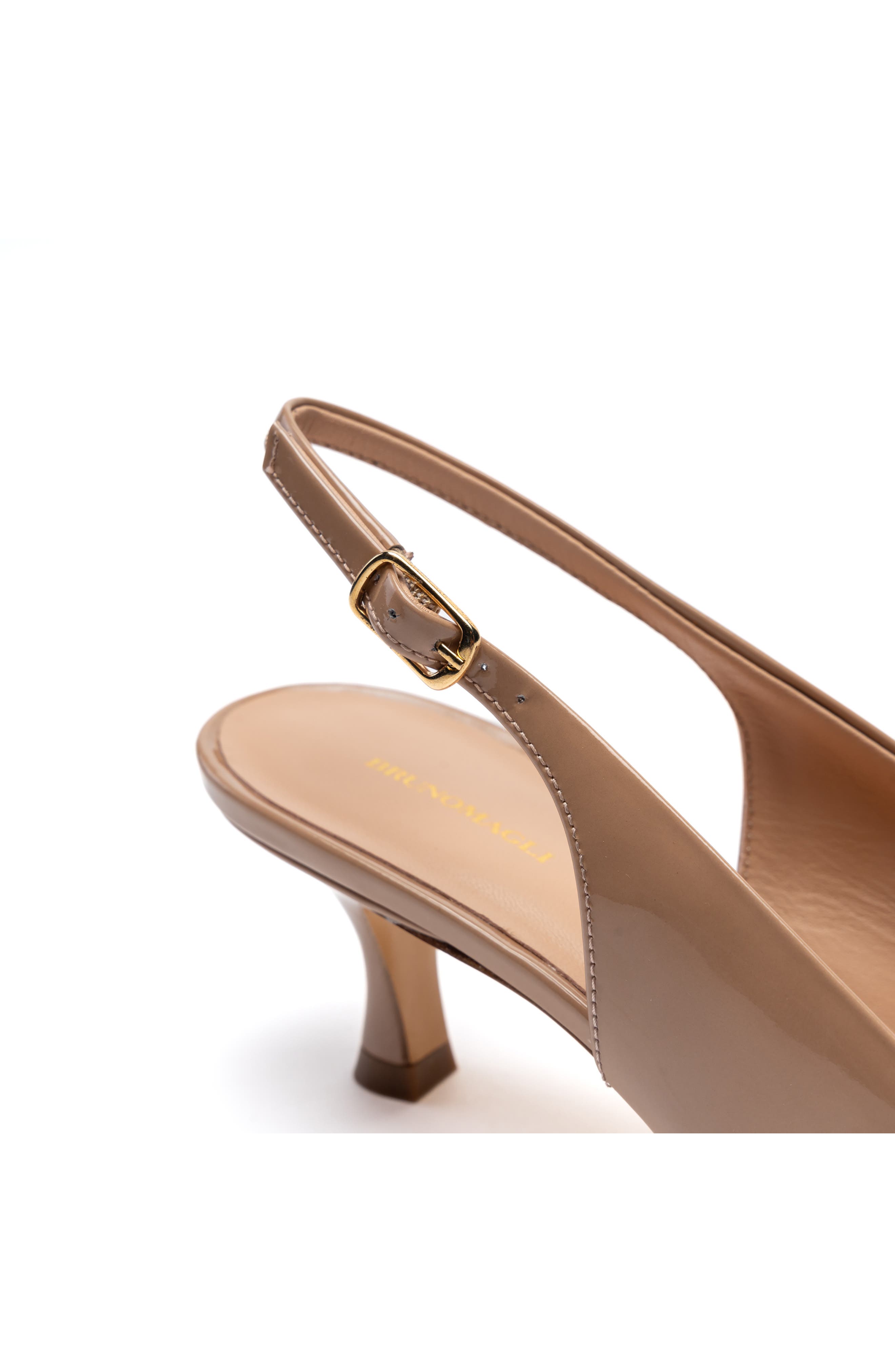 Palerma Pointed Toe Kitten Heel Slingback Pump, Alternate, color, BISCUIT PATENT