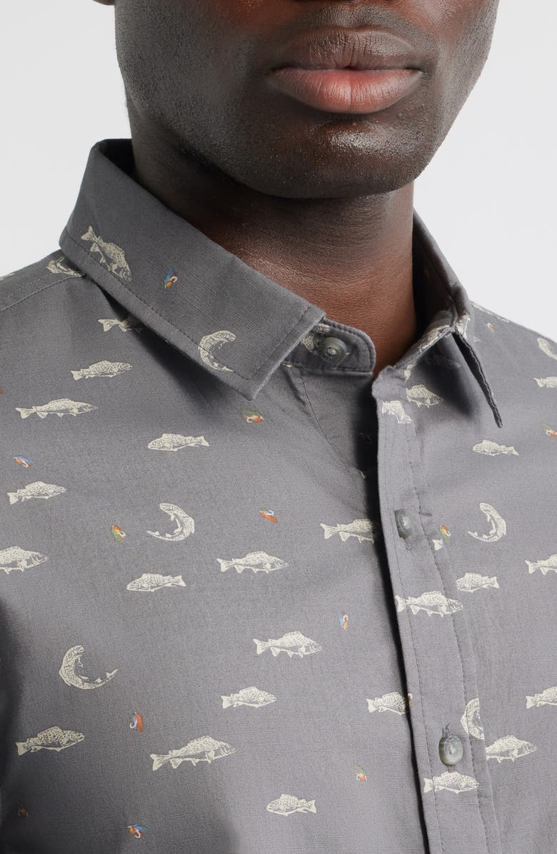 Pendleton Shoreline Short Sleeve Cotton Button-Up Shirt, Alternate, color, Fish Grey