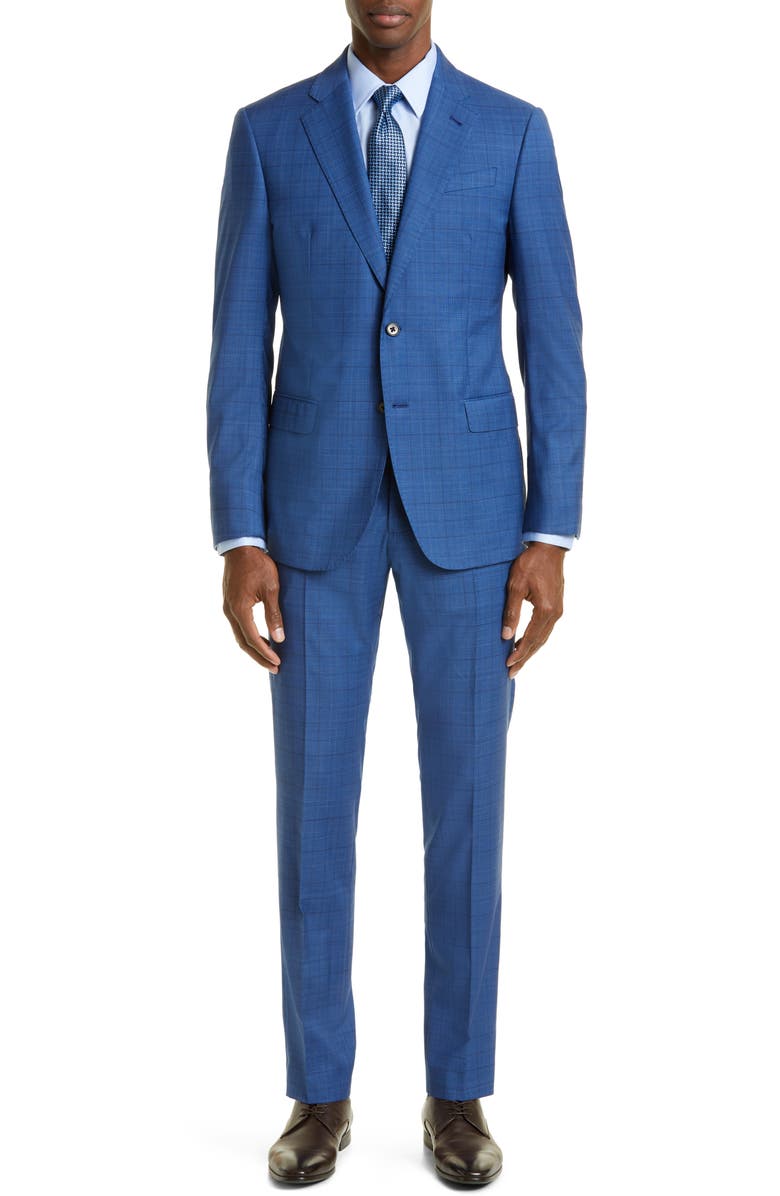 Emporio Armani Shadow Windowpane Plaid Wool Suit, Main, color, 