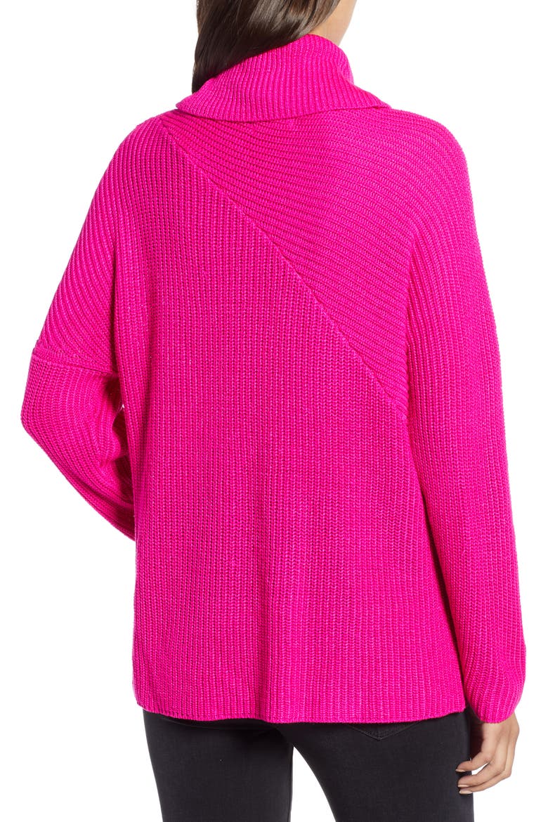Stitch Interest Turtleneck Sweater, Alternate, color, PINK CYCLAMEN