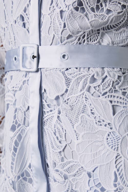 Coast Lace Long Sleeve Shirt Dress In Blue