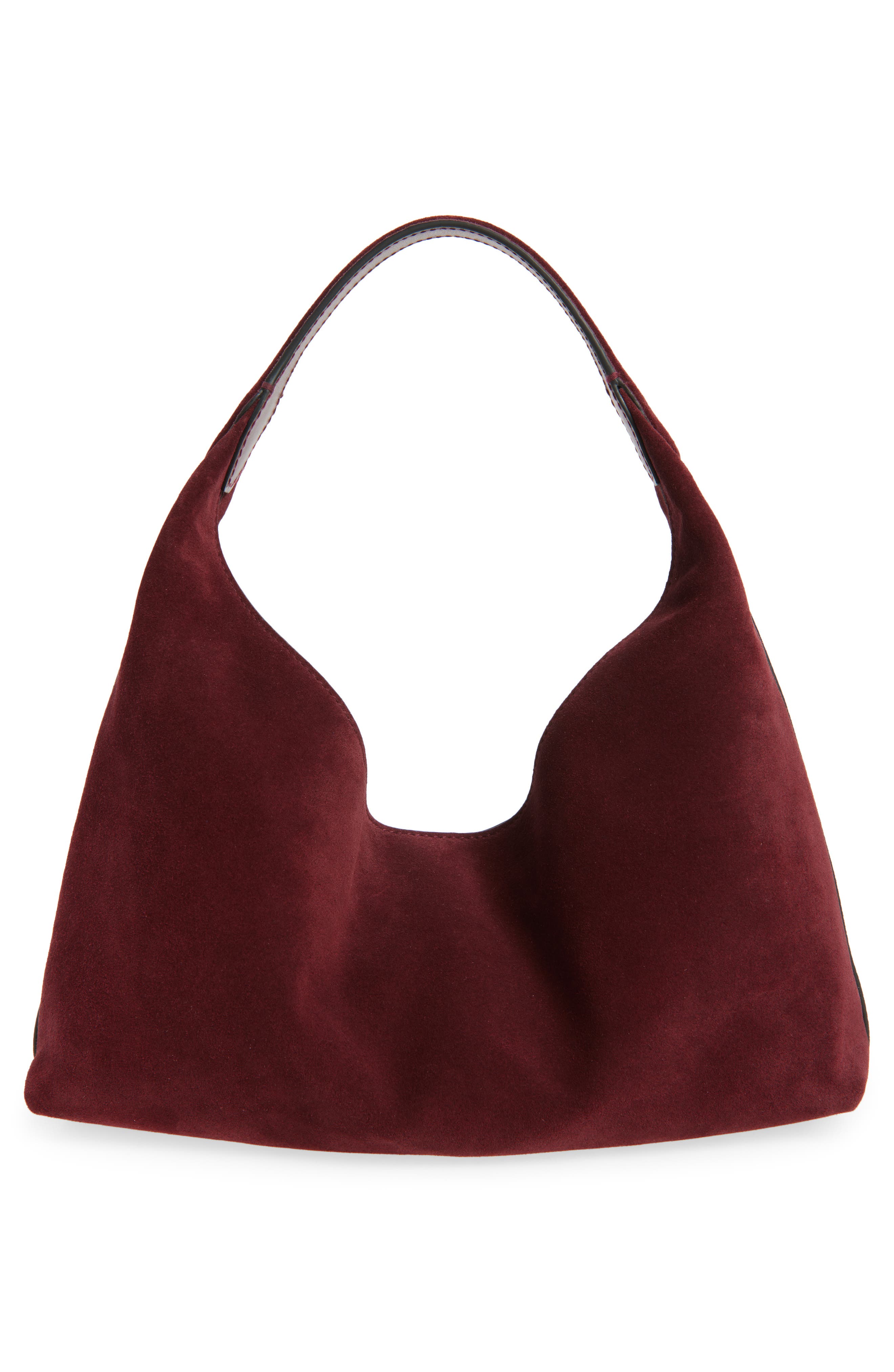 The Mylie Suede Shoulder Bag, Alternate, color, SANGRIA