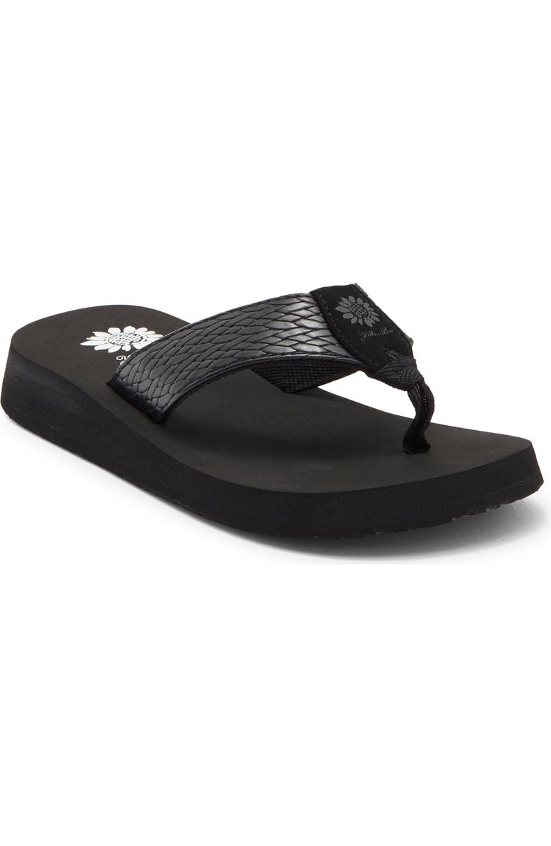 Yellow Box Premium Flax Platform Flip Flop, Main, color, Black