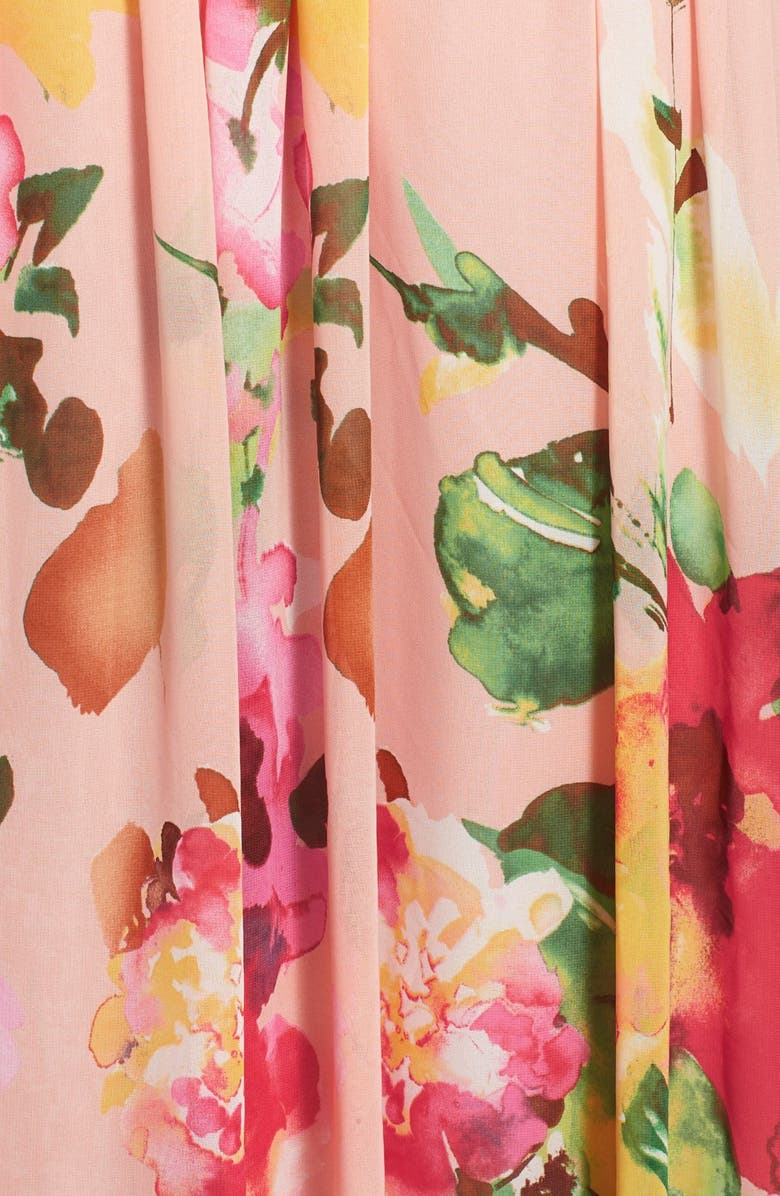 JS Boutique Floral Print Chiffon Strapless Gown, Alternate, color,