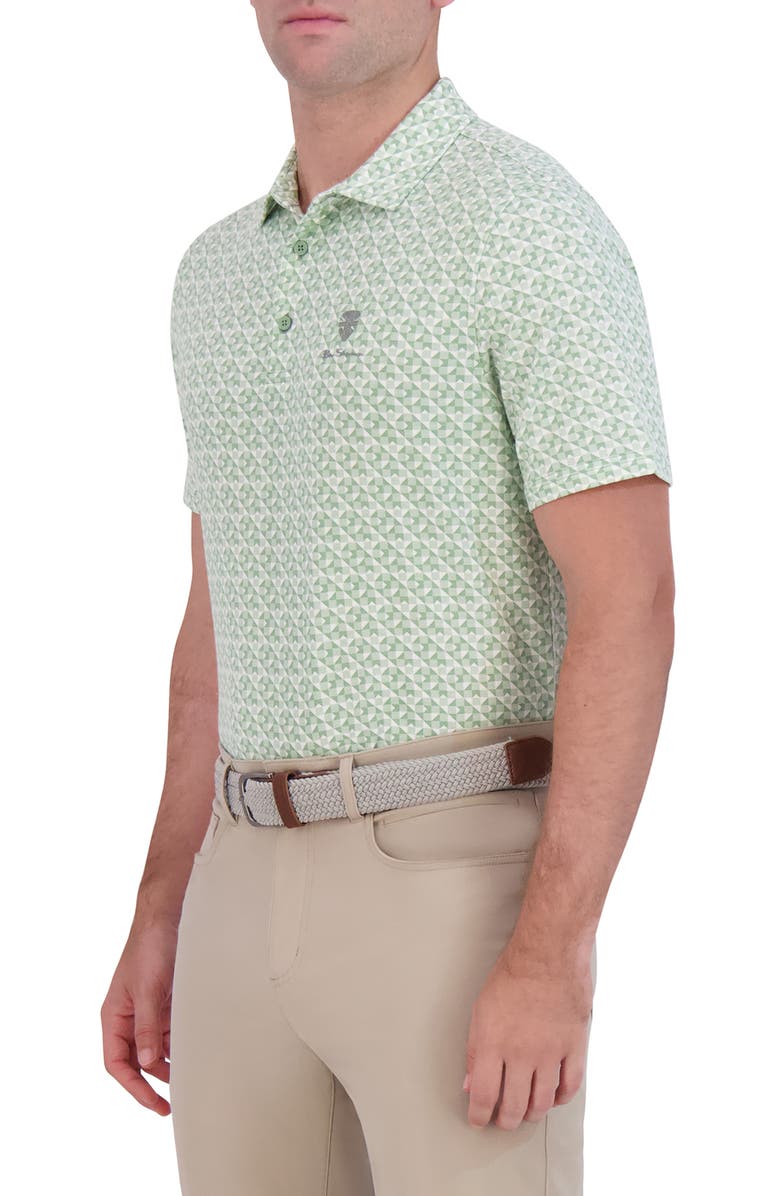 Ben Sherman Optic Geometric Tech Terry Golf Polo, Alternate, color, Sage