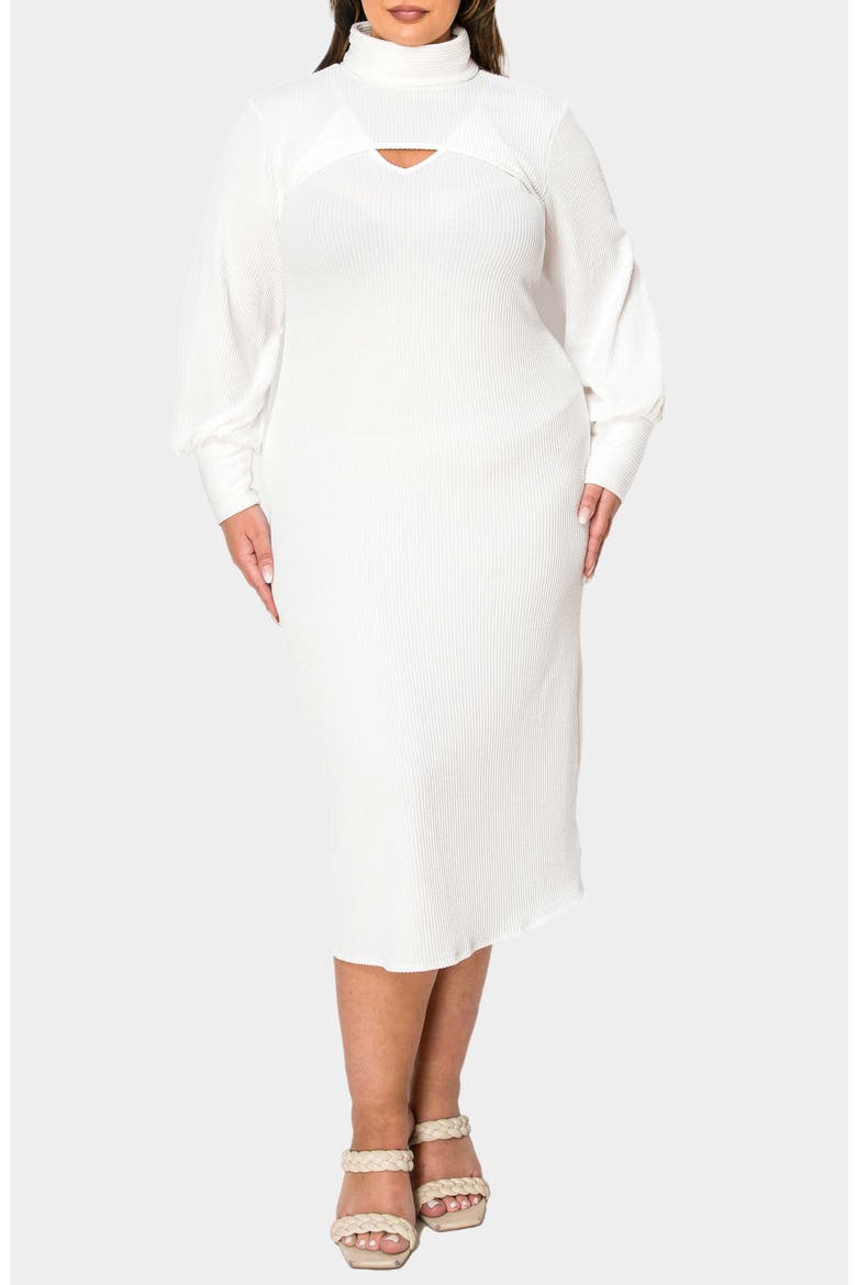 Aster Plissé Two-Piece Sweater Dress, Main, color, IVORY