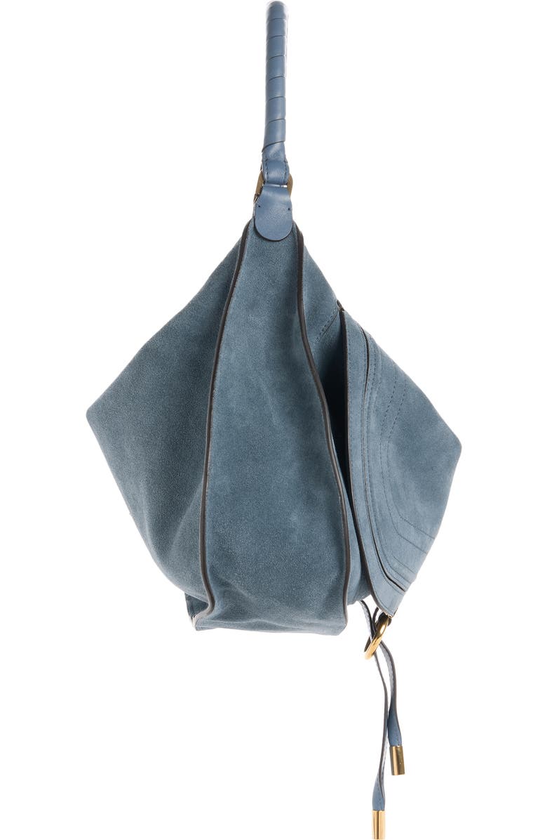 Chloé Medium Marcie Suede Shoulder Bag, Alternate, color, Ashes Blue