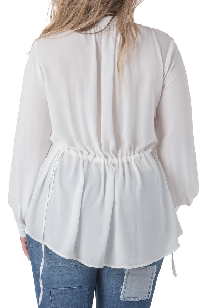 Trisha Tuxedo Front Chiffon Blouse, Alternate, color, WHITE