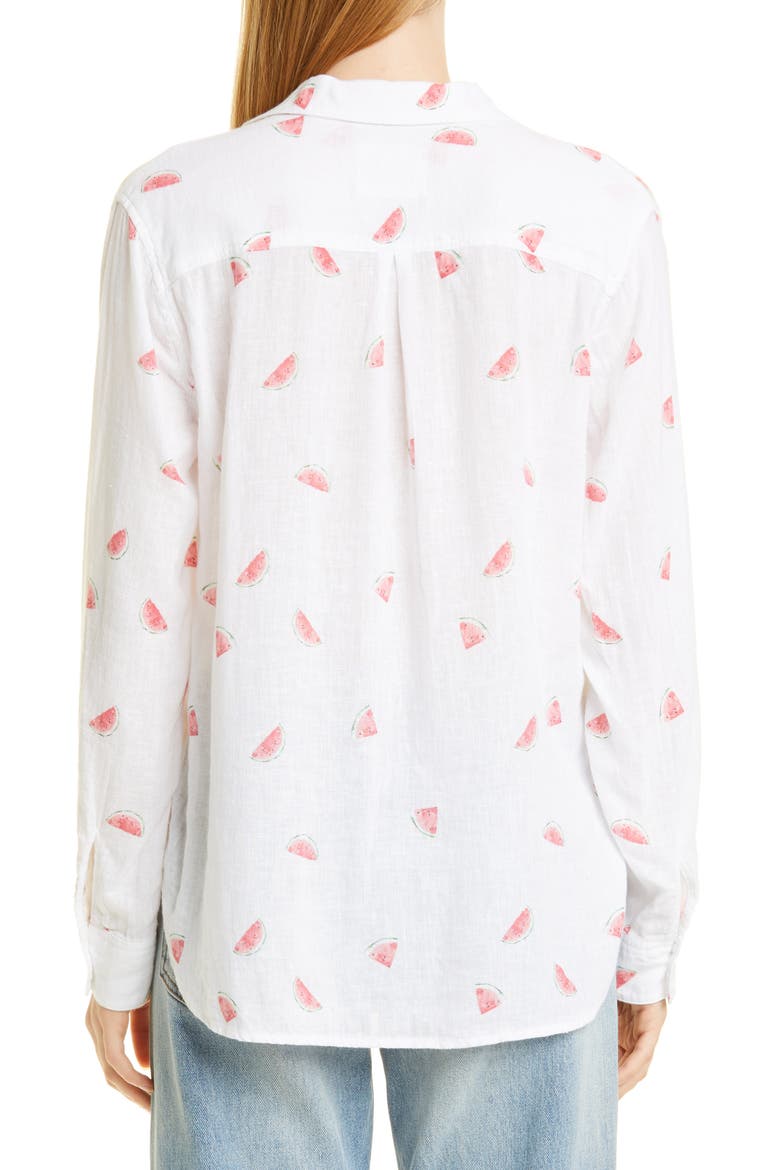 Charli Watermelon Print Linen Blend Blouse, Alternate, color, WATERMELONS MULTI