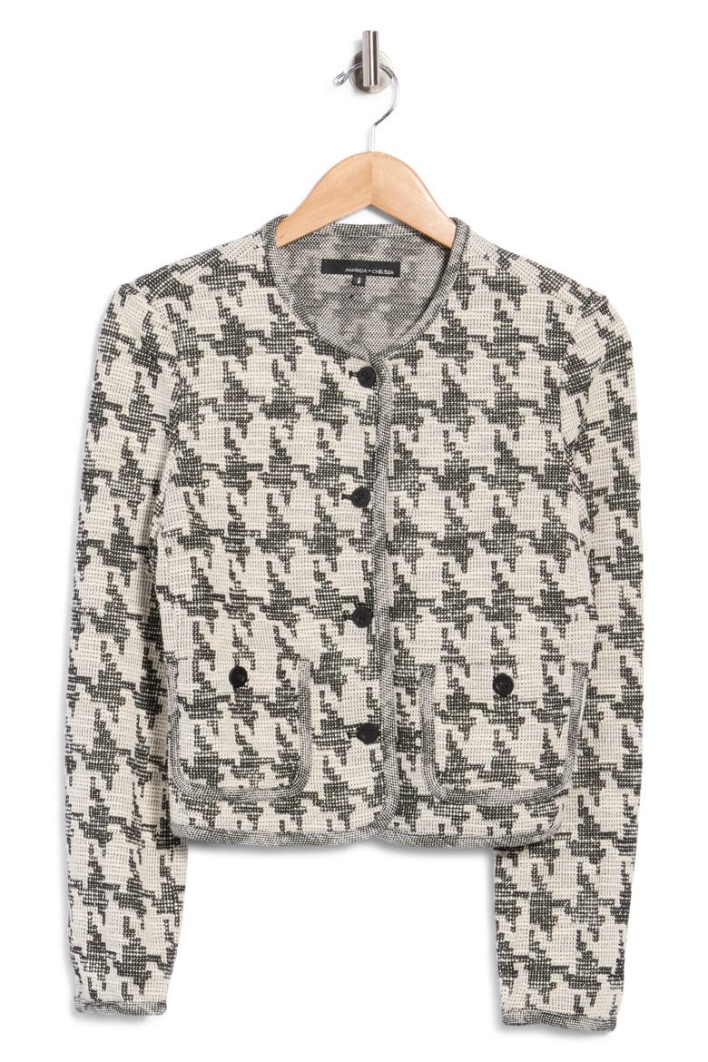 Cropped Patterned Jacket, Main, color, BLACK/ WHITE