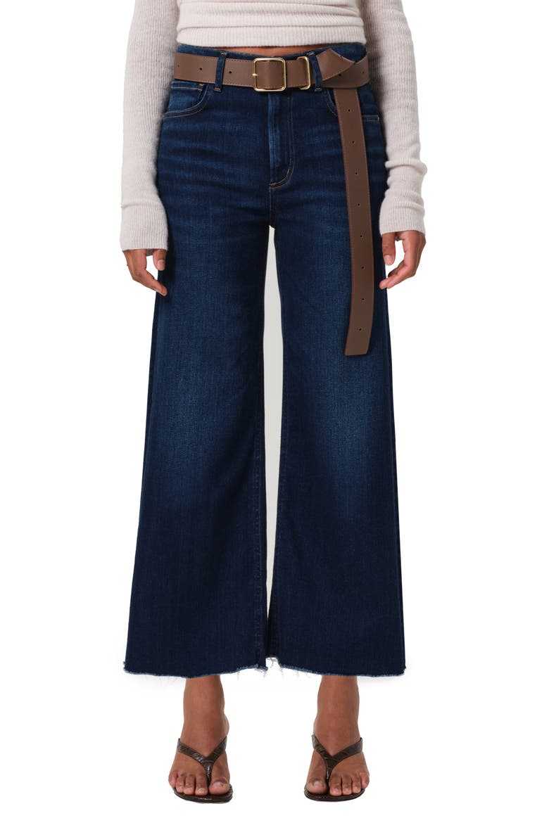 Lyra Raw Hem High Waist Crop Wide Leg Jeans, Main, color, LOTUS