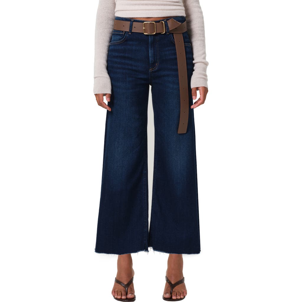 Citizen Of Humanity Citizens Of Humanity Lyra Raw Hem High Waist Crop Wide Leg Jeans In Blue