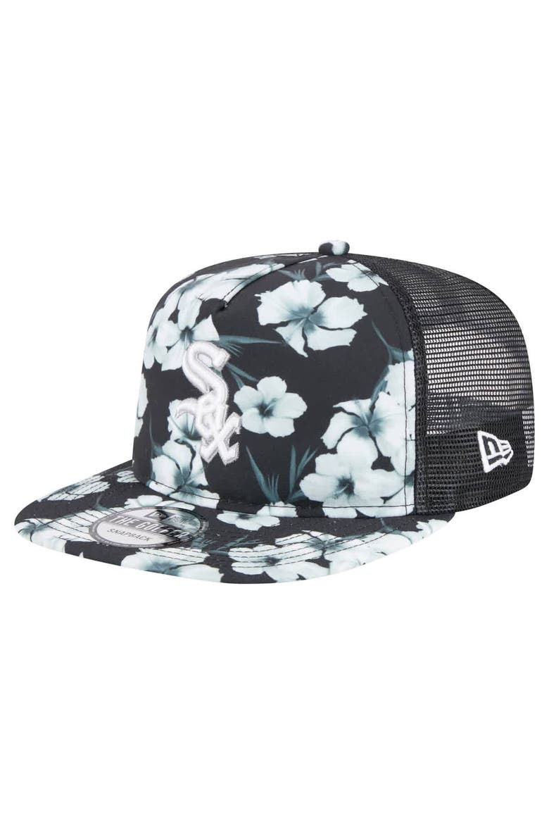 Men's New Era Black Chicago White Sox Adventure Pattern Golfer Trucker Snapback Hat, Main, color, Black