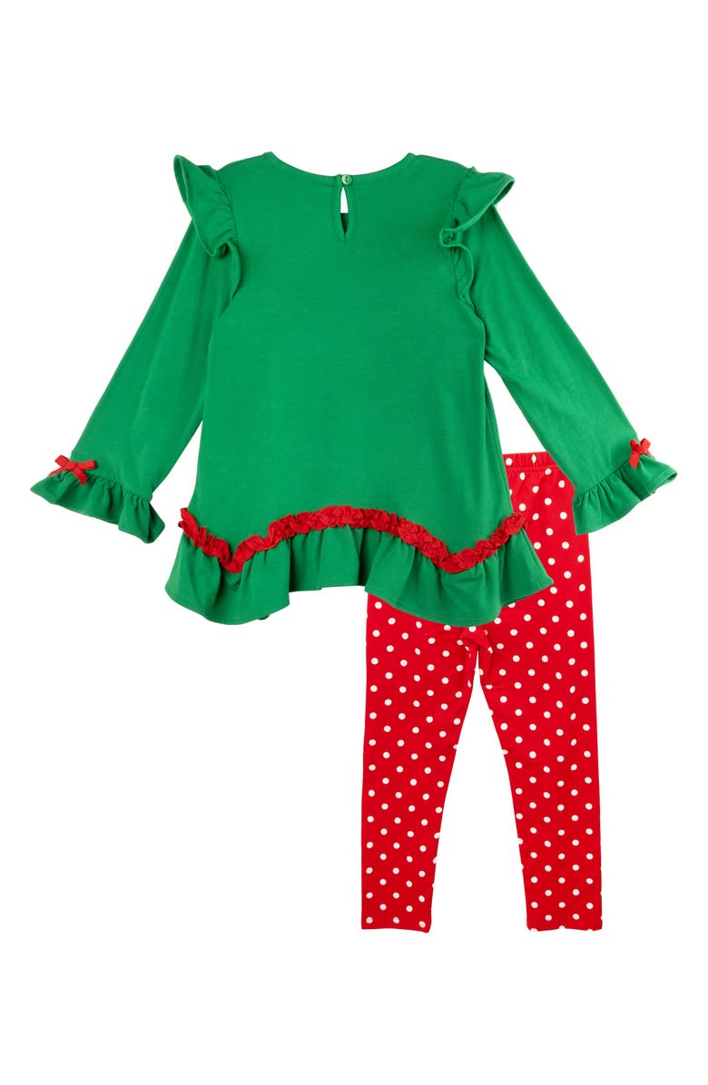 Rare Editions Kids' Santa Ruffle Top & Leggings Set, Alternate, color, Green