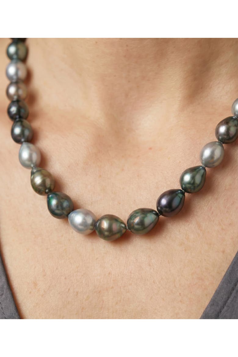 8-10mm Tahitian South Sea Multicolor Drop Pearl Necklace - Premier AAAA Quality, Alternate, color, White Gold Clasp