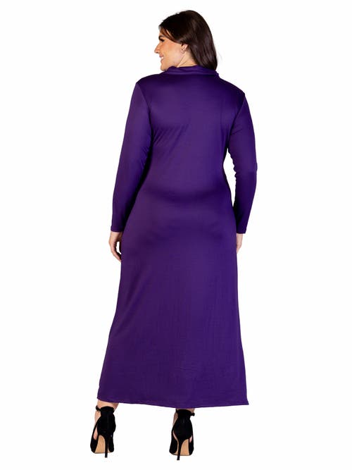 24seven Comfort Apparel Comfortable Collared Wrap Maxi Dress In Blue