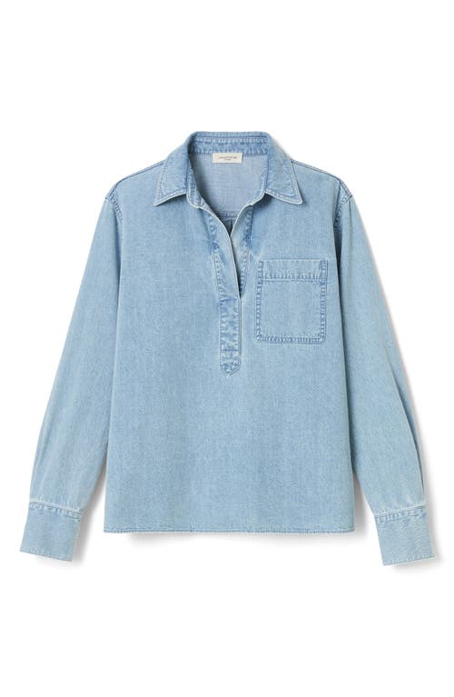 Shop Lafayette 148 New York Patch Pocket Popover Shirt In Stonewash Blue