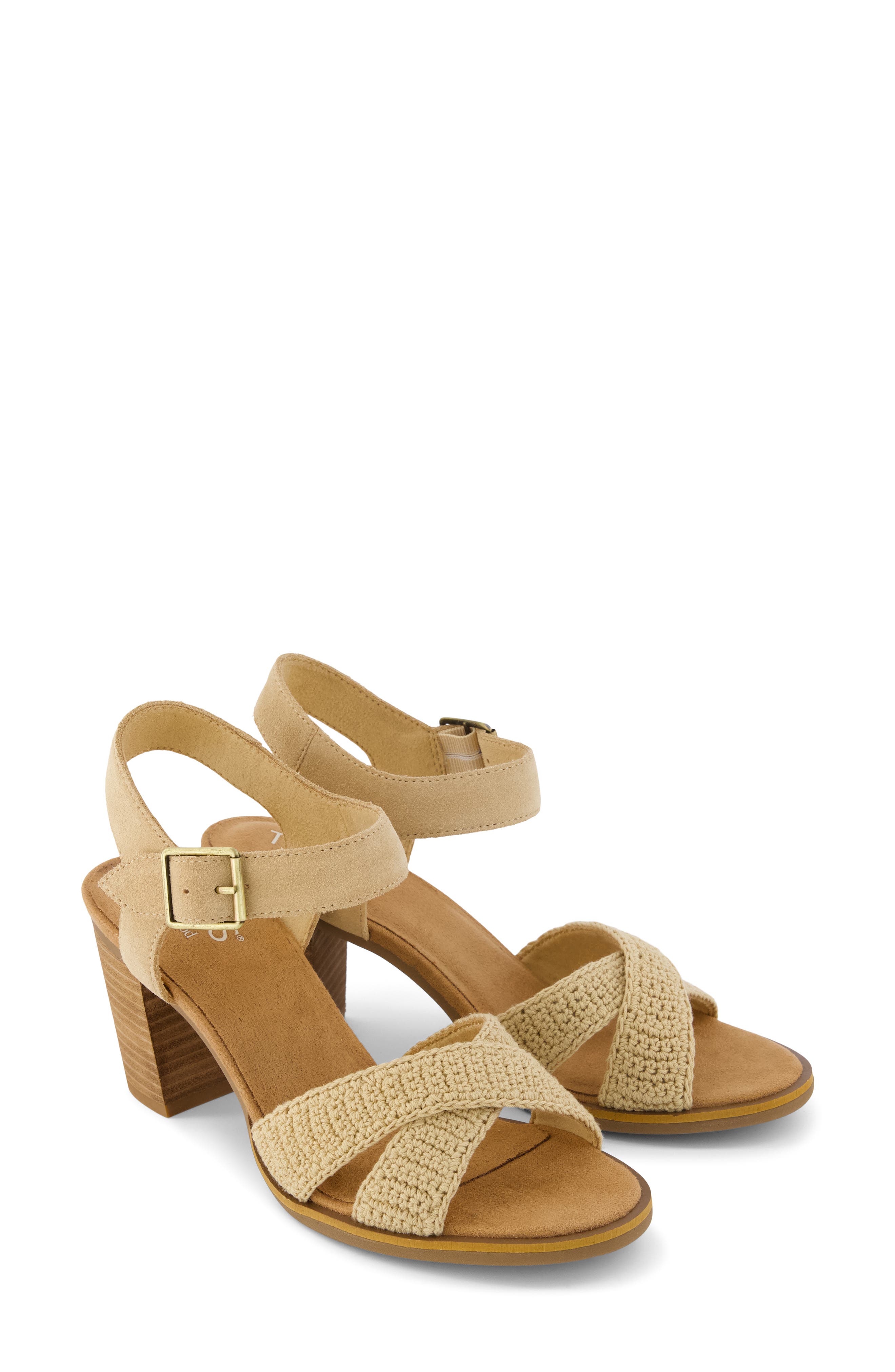 TOMS Majorca Ankle Strap Sandal, Alternate, color, Medium Beige Crochet