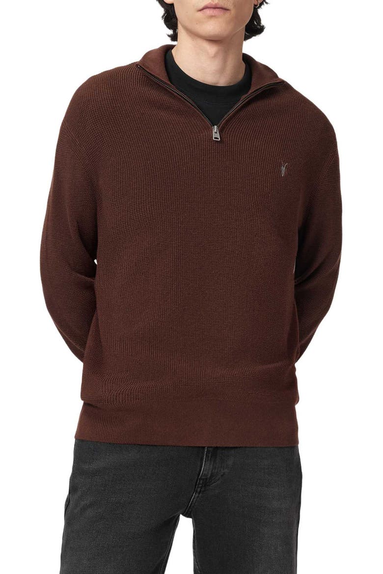 Wool Blend Quarter Zip Sweater, Main, color, HOT CHOC BROWN