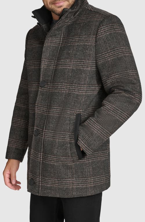 Andrew Marc Dorsey Plaid Wool Blend Car Coat In Black