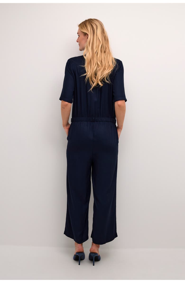 Kaffe Ruthie Cropped Leg Button Jumpsuit, Alternate, color, Midnight Marine