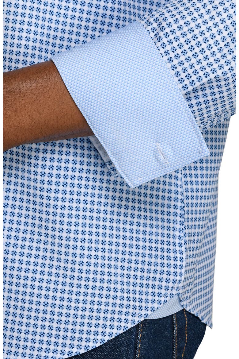Slim Fit Round Geo Woven Long Sleeve Basic Shirt, Alternate, color, NAVY/BLUE