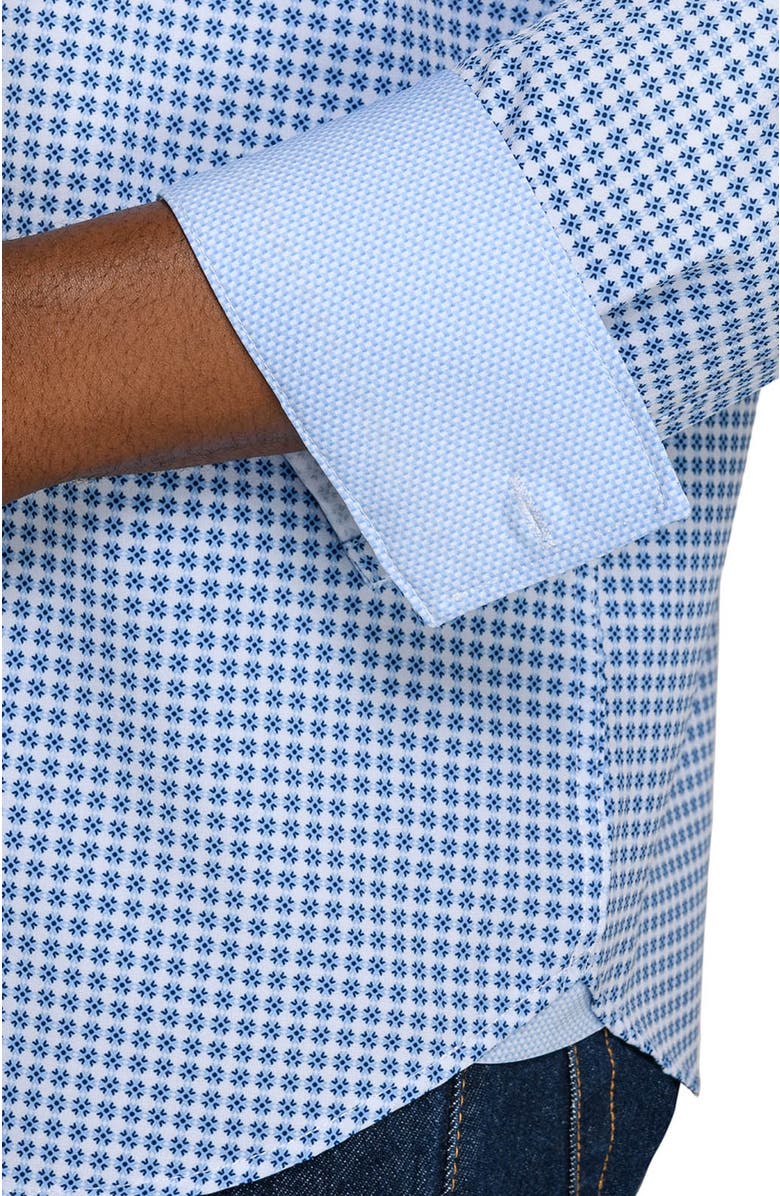 CONSTRUCT Slim Fit Round Geo Woven Long Sleeve Basic Shirt, Alternate, color, Navy/Blue