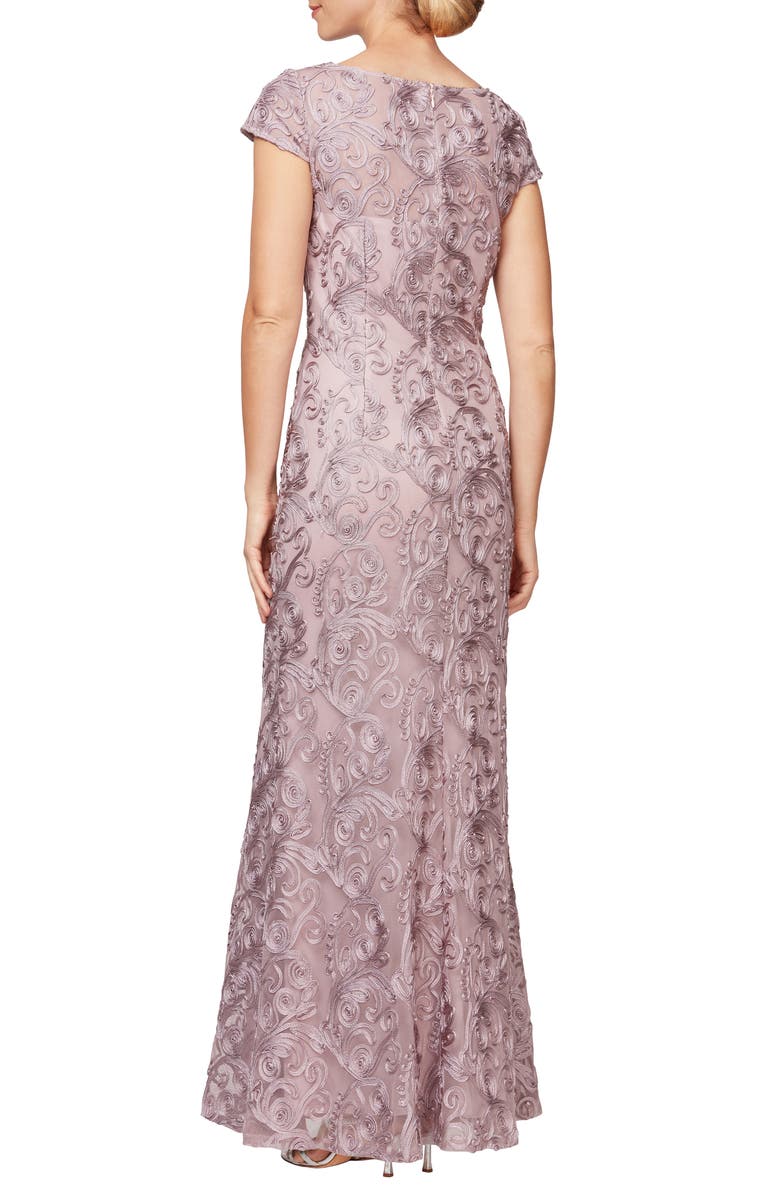 Alex Evenings V-Neck Soutache Trumpet Gown, Alternate, color, 