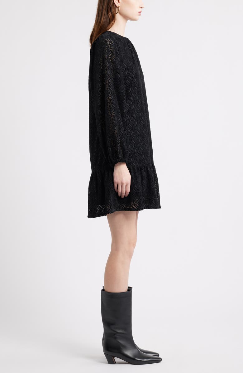 Treasure & Bond Long Sleeve Drop Waist Chenille Minidress, Alternate, color, Black