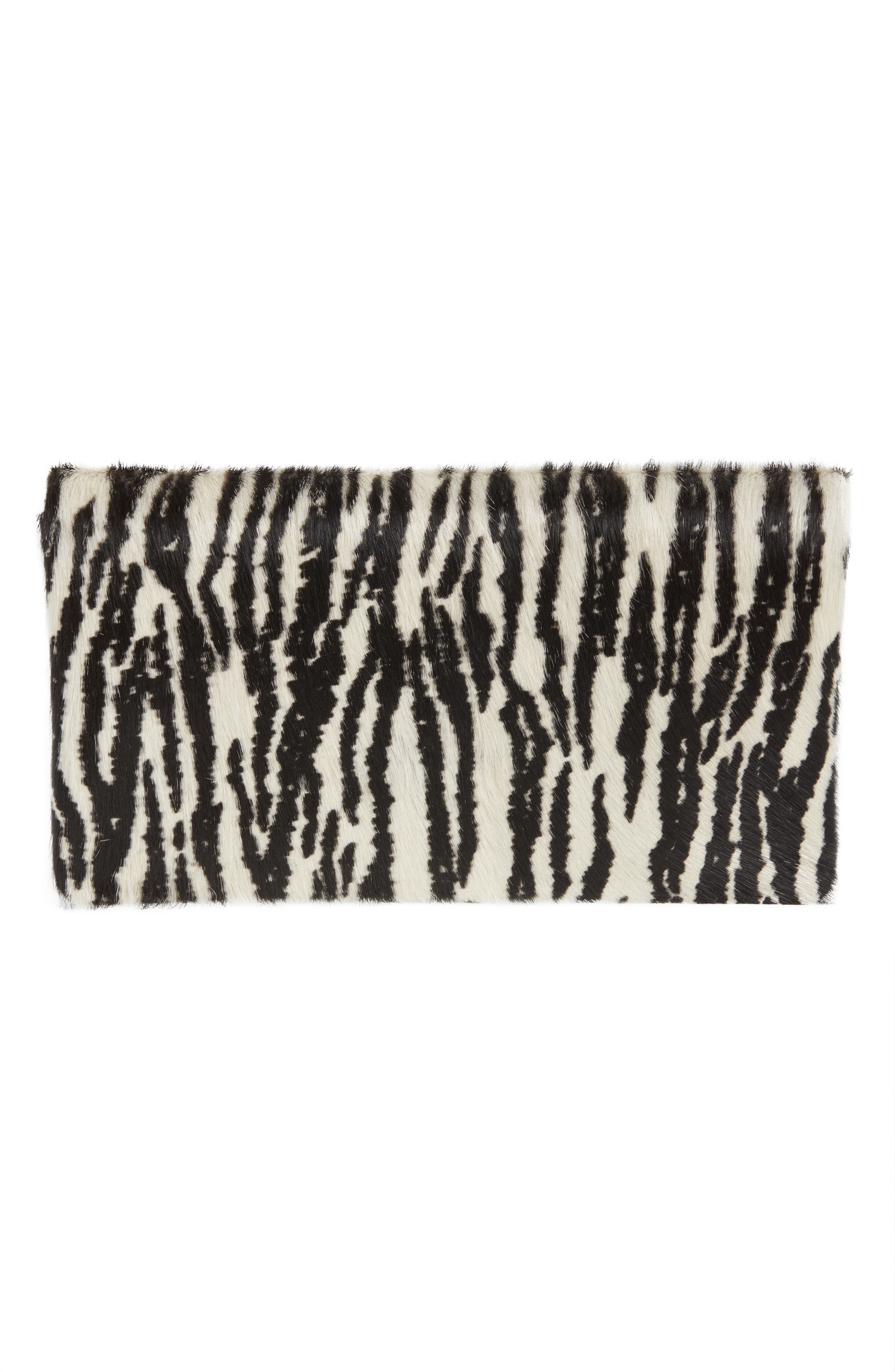 Zebra Print Genuine Calf Hair Foldover Clutch, Alternate, color, ZEBRA HAIR ON