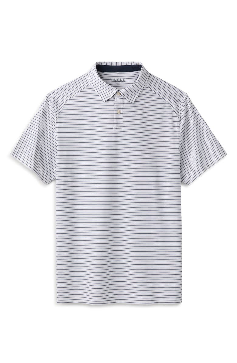 Rhone Commuter Stripe Slim Fit Performance Polo, Alternate, color, White/ Navy Pinstripe