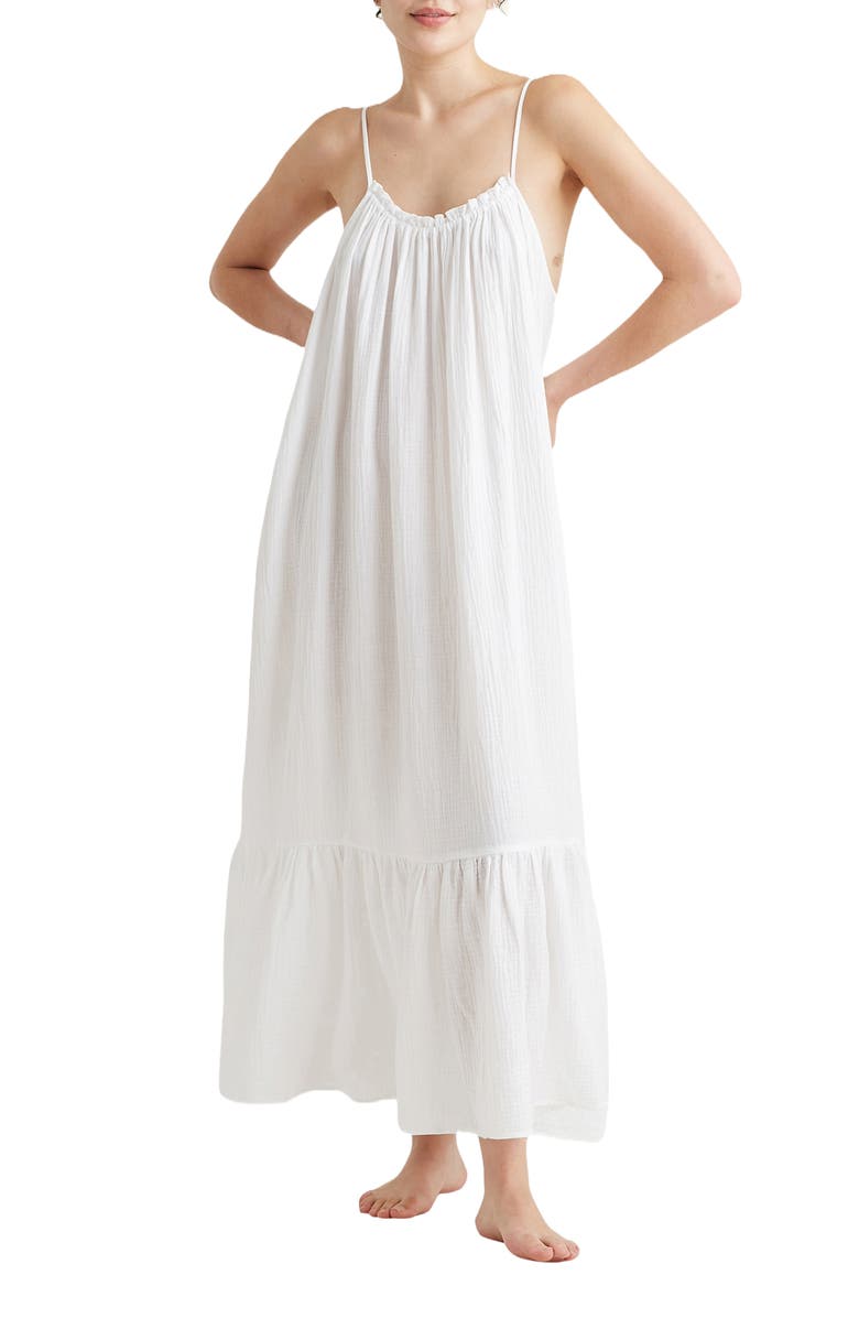 Papinelle Ashley Strappy Cotton Gauze NIghtgown, Main, color, 