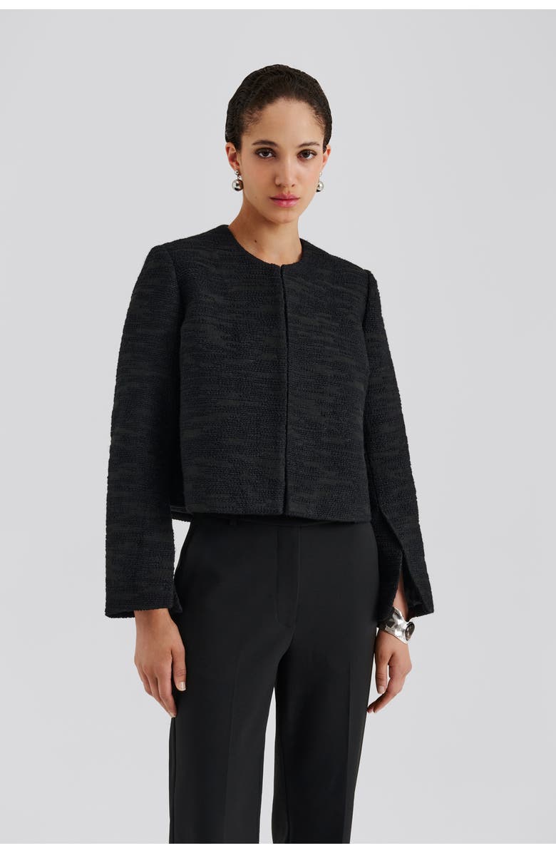 Malina Ruthie Cropped Boucle Blazer, Main, color, Black
