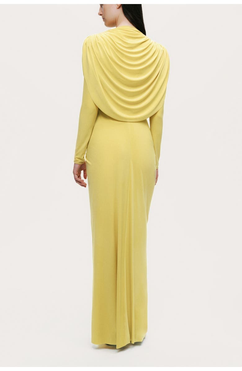 Nocturne Draped Cowl-Front Column Dress, Alternate, color, Yellow