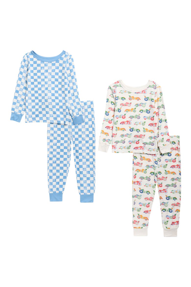 Kids' 4-Piece Pajama Set, Main, color, BLUE/ WHITE