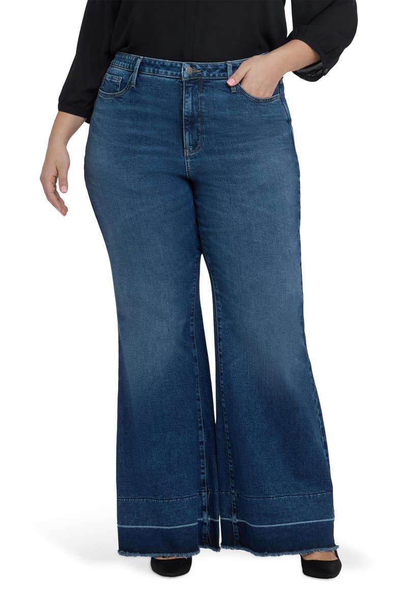 Mia Release Hem High Waist Palazzo Flare Jeans, Main, color, DARK LOIRE