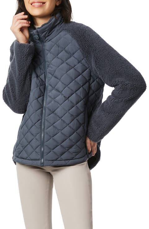 Mixed Media Quilted Faux Fur Jacket