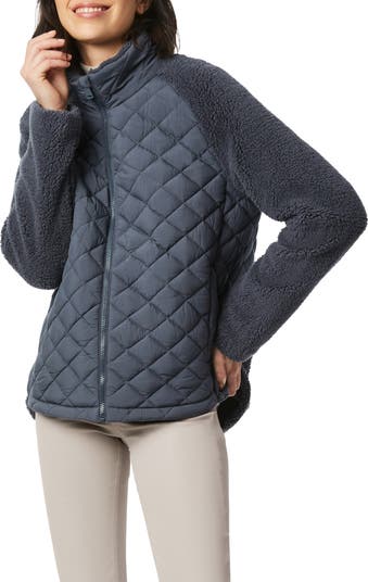 Mixed Media Quilted Faux Fur Jacket