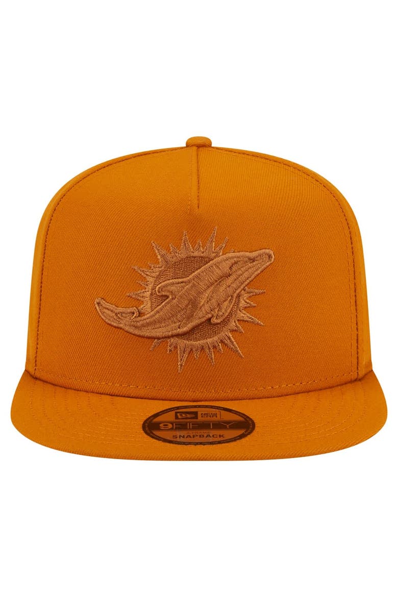 Men's New Era  Brown Miami Dolphins Color Pack A-Frame 9FIFTY Snapback Hat, Alternate, color, Brown