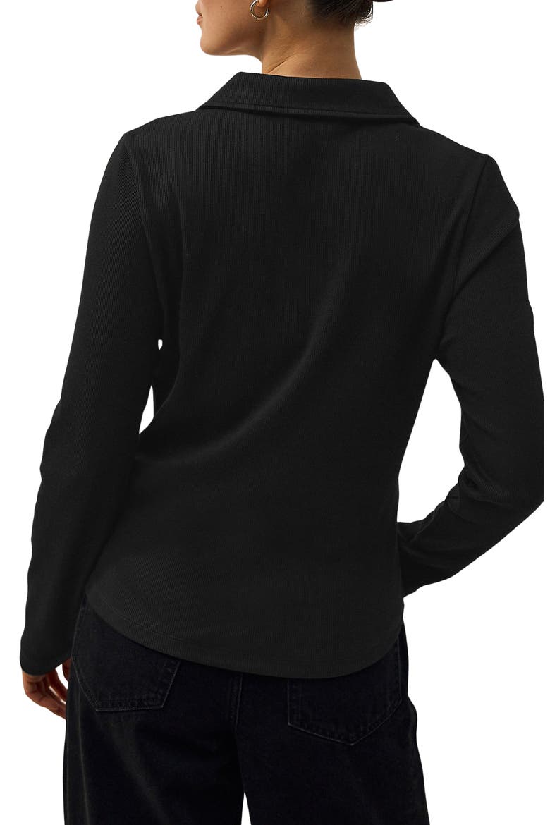 Collar Rib Top, Alternate, color, BLACK