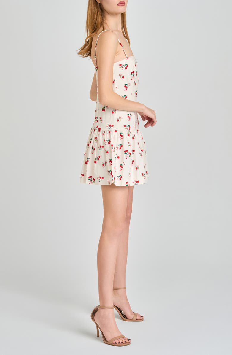 WAYF Louisa Cherry Print Stretch Cotton Sundress, Alternate, color, Ivory Cherries